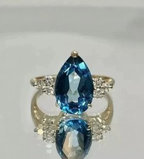 2.Ct Lab-Created London Blue Topaz Diamond Wedding Ring 14K Yellow Gold Plated