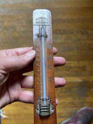 Antique Wood  Thermometer Fahrenheit Alcohol   -20/120 degrees Made in Germany