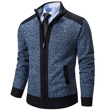 Men's Cardigan Sweaters Full Zip Knitted Sweater for Men XX-Large Blue Grey