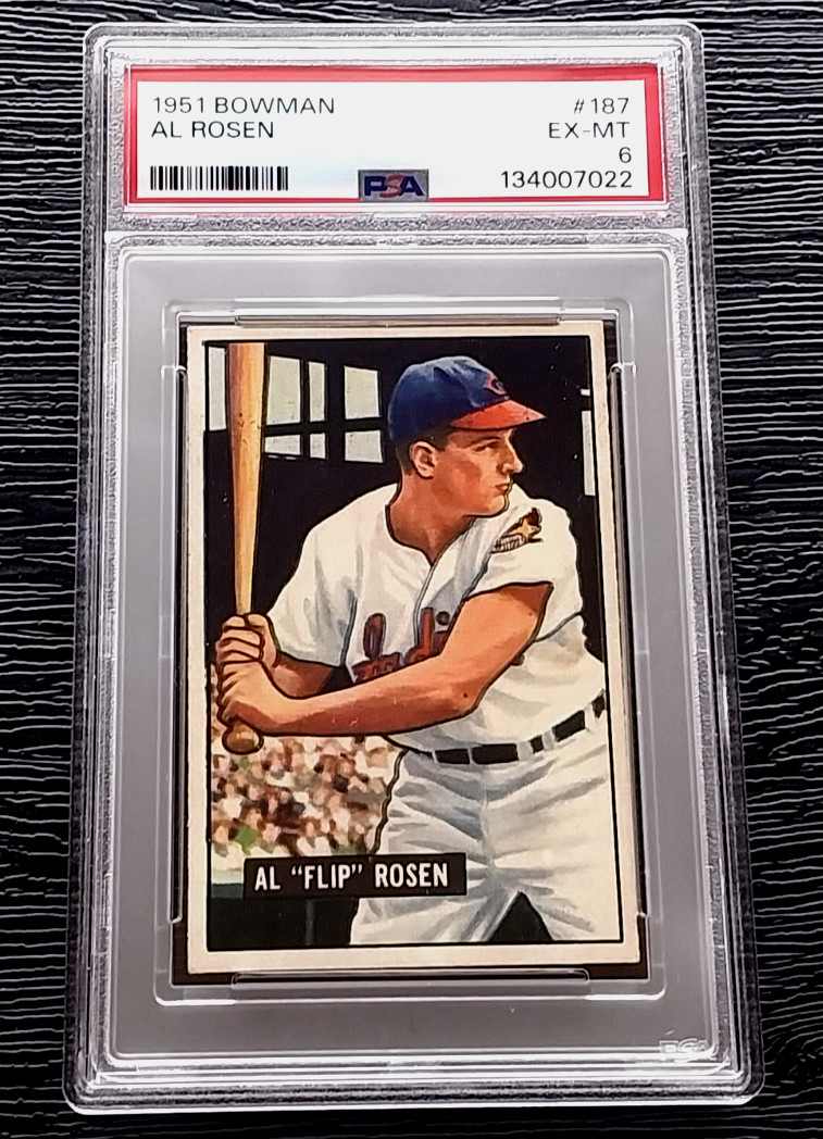1951 BOWMAN AL ROSEN BASEBALL CARD #187 **CENTERED** *STUNNING CARD* PSA 6 EXMT