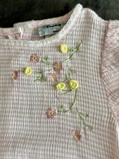 Vintage Disorderly Kids Girls Dress 5 Pink Gingham Floral Applique Short Sleeve