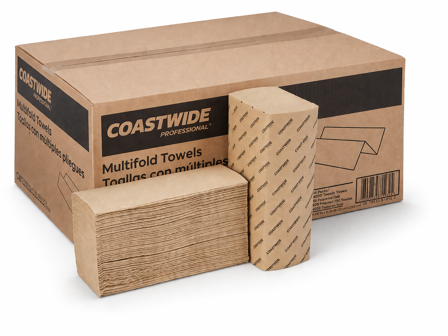 Coastwide Multifold Paper Towels 4000 Sheets 1 Ply Natural 16 Pack CW21819