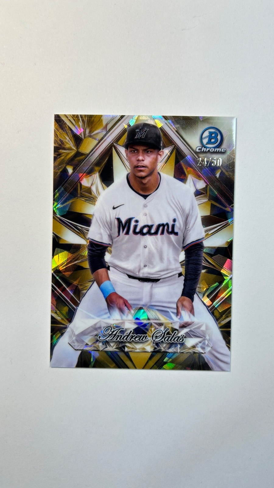Andrew Salas 2025 Bowman Chrome Sapphire Selections #SS-7 Gold /50 Miami Marlins