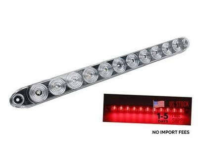Clear Red 15'' Multi-function Stop Turn Tail Marker Trailer Light LED Bar Truck