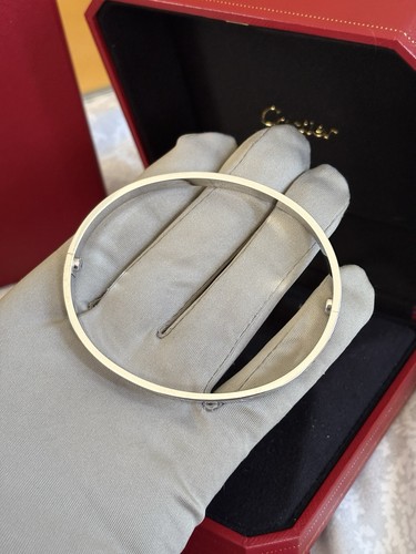 Cartier "Love" 18k 750 White Gold Bangle Bracelet 20 Classic Model Gorgeous! - Picture 4 of 7