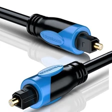 BlueRigger Digital Optical Audio Toslink Cable (10FT, Fiber Optic Cord, 24K