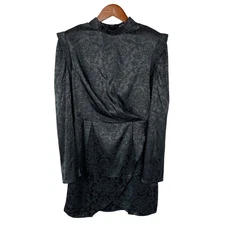 Nasty Gal Dress Grow The Extra Mile Black Satin Jacquard Mini Party Women's 6