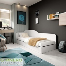 Letto singolo 1 piazza moderno contenitore 82x190cm bianco opaco ALEX GIHOME®