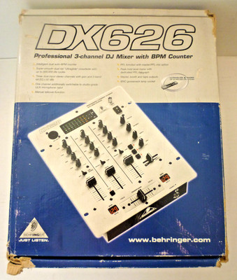 Behringer Pro Mixer DX626 (3 Channel, BPM Counter & Power cable) Original Box