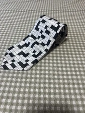 STEVEN HARRIS Crossword Puzzle Neck Tie 59.5”L x 3.75”W Black & White