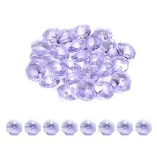 25Pcs 12mm 1 Hole K9 Crystal Octagon Glass Chandelier Beads, Purple