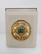 Rare Vintage Max Factor Golden Seas Fish Powder Puff Compact with Case 1960's