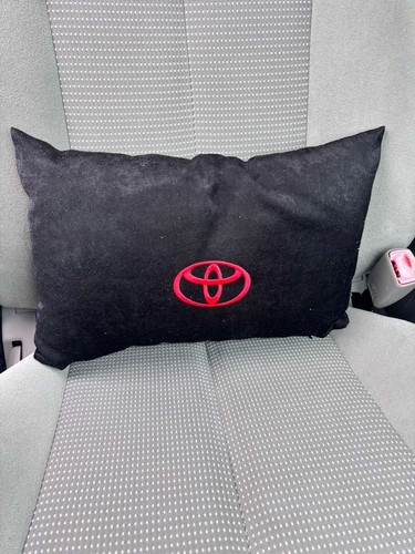 Plush Black Shiny Velvety Toyota Pillow 15"x9" Used Clean Washable Neck Back