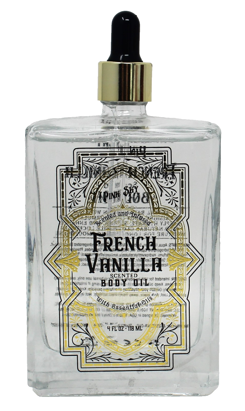 Pink Sky French Vanilla Oil Body Scented Glass Bottle 4 oz Brand New