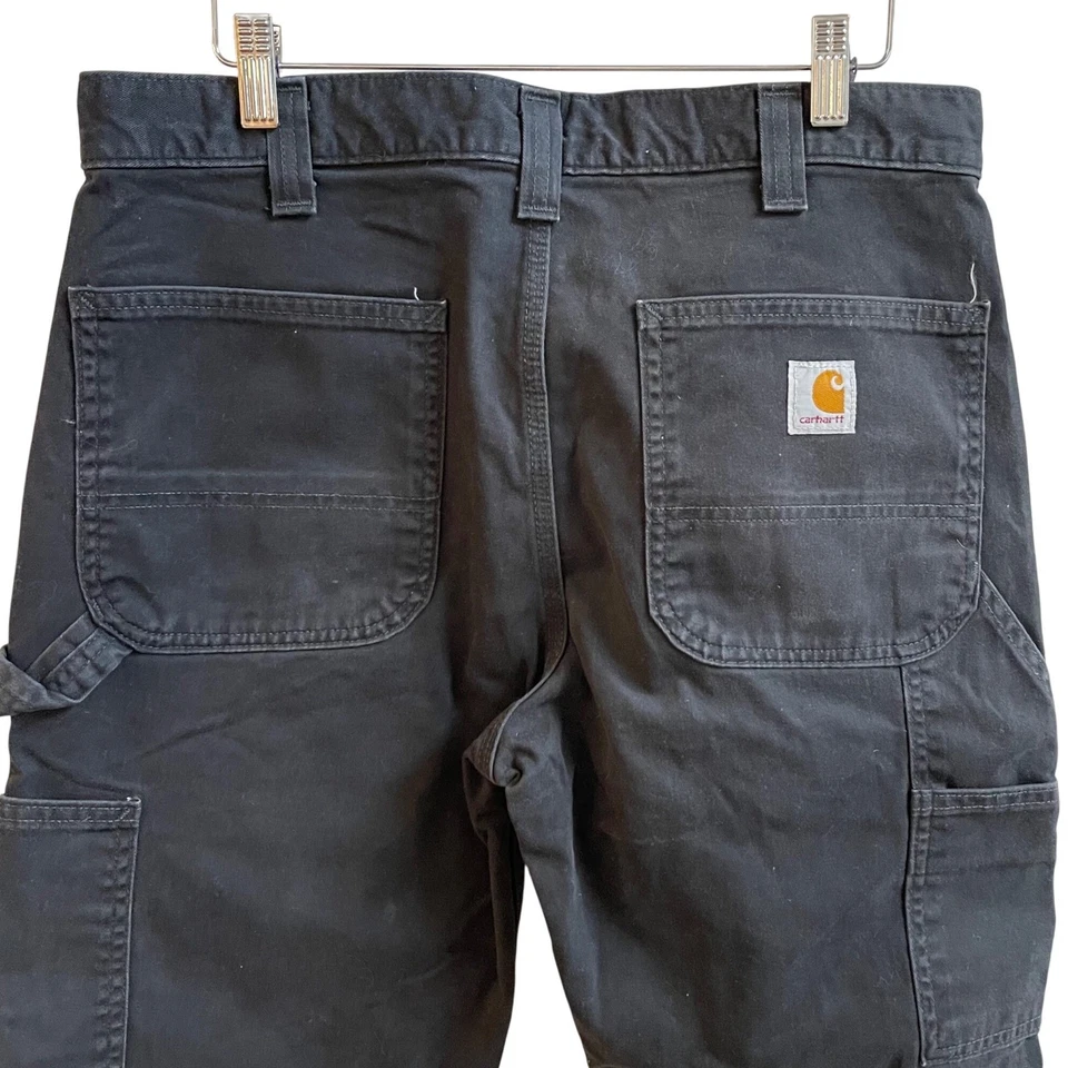 Pantalones de trabajo Carhartt B24 BLK calce relajado negros para hombre 32x30 algodón pato Foto 4 de 4