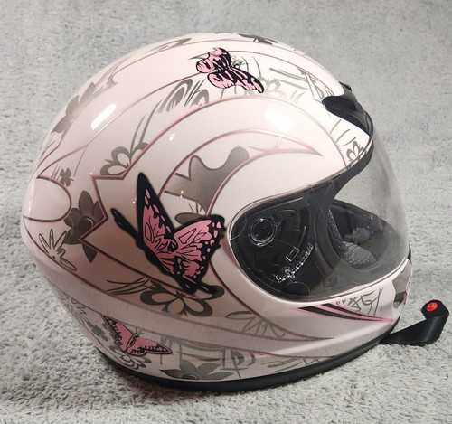 TCMT HY-901 DOT Certified Motorcycle Helmet Small Pink Butterfly Design - Picture 2 of 9