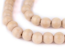 Cream Round Natural Wood Beads 14mm White Large Hole 16 Inch Strand