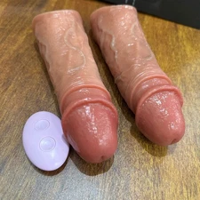 Non/Vibrating Cock-Girth-Enlarger-Enhancer-Big Penis-Extension Sheath-Sleeve