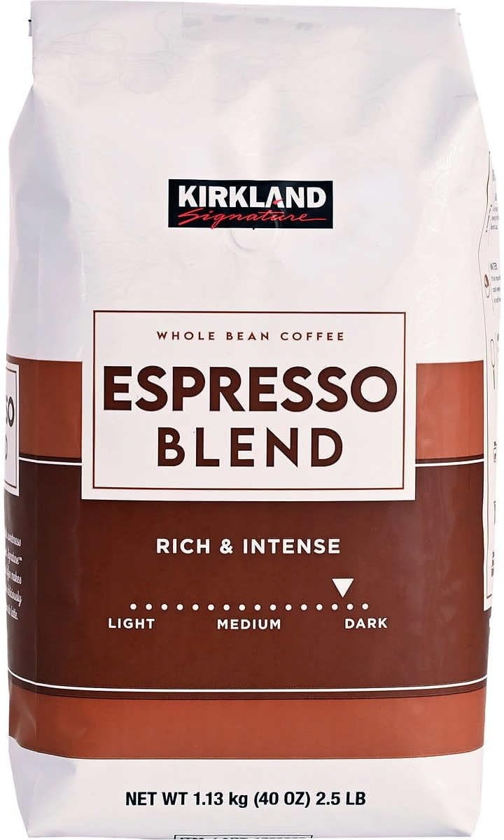 Kirkland Signature Espresso Blend Rich Intense Arabica Whole Bean Coffee 1.13kg
