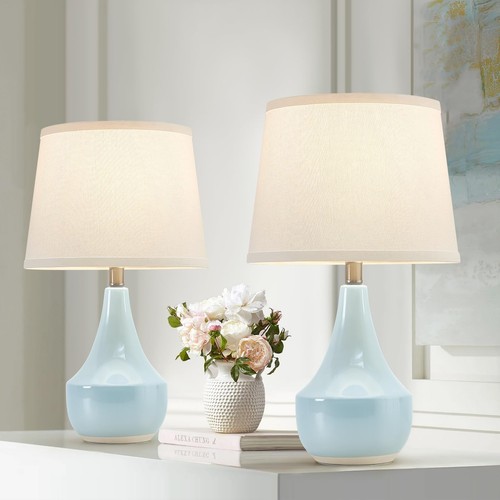 Table Lamp Set of 2, 18.63” Ceramic Table Lamp Classic Beside Lamps Nightstan...