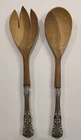 Gorham Buttercup Sterling Silver Salad Set 2pc Olive Wood Handles Vintage 11”