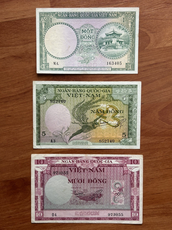 South VIET NAM CONG HOA: 1955 Banknotes - Lot Set of 3 - Rare - Watermarked - UN