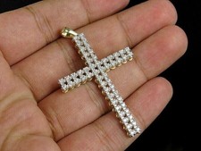 2 Ct Round Cut White Moissanite Women's Cross Pendant 14K Yellow Gold Plated
