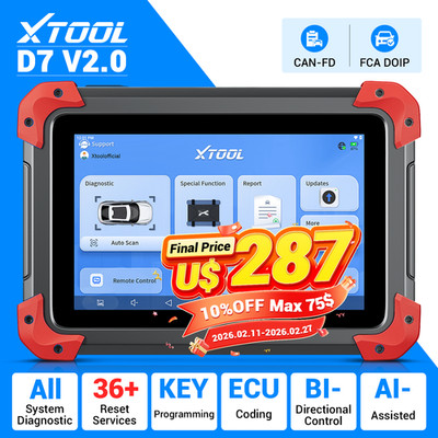 2026 XTOOL D7 V2.0 Bi-directional Car Diagnostic Tool OBD2 Scanner 36+ Services