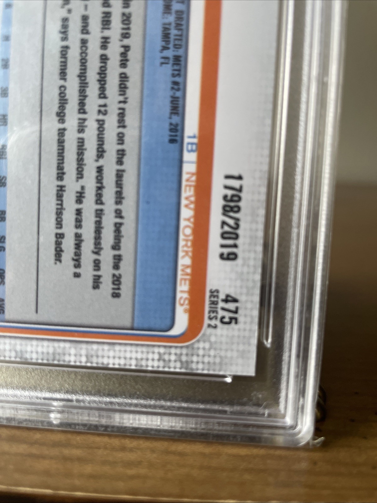 Pete Alonso 2019 Topps Series 2 Gold Parallel /2019 Rookie #475 NY Mets PSA 9 view 7