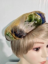 Vintage Toni California Hat with Feathers Rhinestones, CPS French Room tag