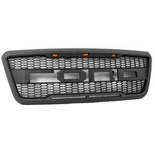 For 2004-2008 F-150 Mesh Upper Grille Shell Wamber Led Signal Light Matte Black