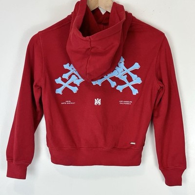 Amiri Boys Red Kids Bones Graphic Hoodie  100% Cotton Size 6Y $430