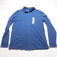 GEORGE Casual Button-Down Shirt Men's Blue M 38-40 Knit Super Soft
