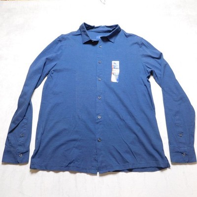 GEORGE Casual Button-Down Shirt Men's Blue M 38-40 Knit Super Soft