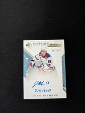 2018-19 SP AUTHENTIC #186 JOHN GILMOUR FUTURE WATCH AUTO INSCRIBED  ROOKIE /999