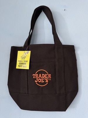 Trader Joe's Trick Or Treat Mini Canvas Tote Bag Halloween Limited 2025 Black