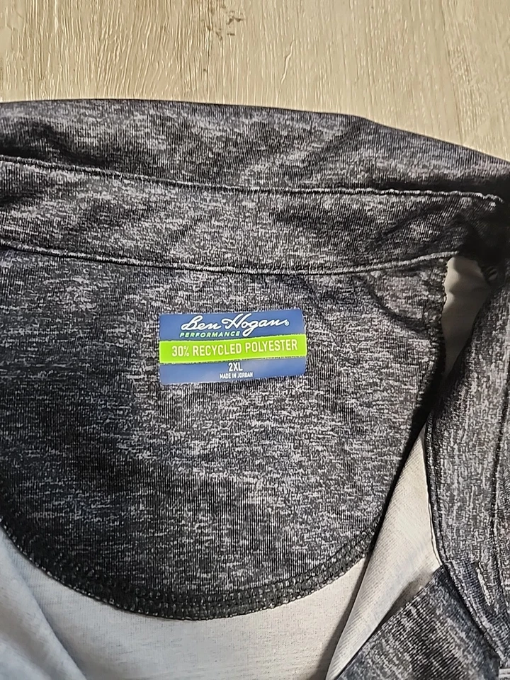 Ben Hogan Performance Golf Lightweight Gray Striped Polo Shirt Mens 2XL - Image 4 of 4