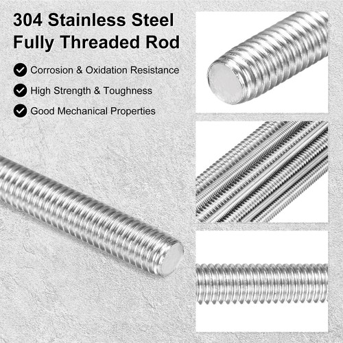 5-Pack Fully Threaded Rod, M6x200mm 304 Stainless Steel Right Hand Bar Studs - Picture 2 of 7