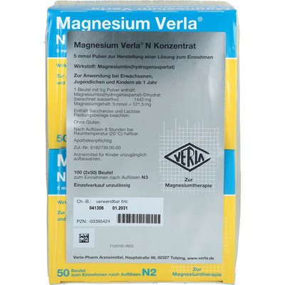 Magnesium Verla n Konzentrat Plv.z.h.e.l.z.einn. 100St - PZN 3395424