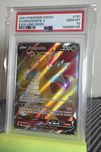 Pokémon Dragonite V Full Art 191/203 Evolving Skies Holo PSA 10