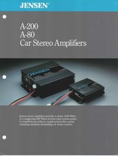 Sales Brochure Jensen A-200 A-80 Car Stereo Amplifiers Amps 80-200W