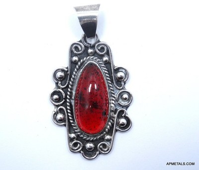 Vintage MFX Faux Amber 925 Sterling Silver Pendant Old Style Mexico