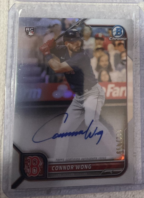 2022 BOWMAN CHROME ROOKIE AUTOGRAPH REFRACTOR CONNOR WONG #112/499 RED SOX