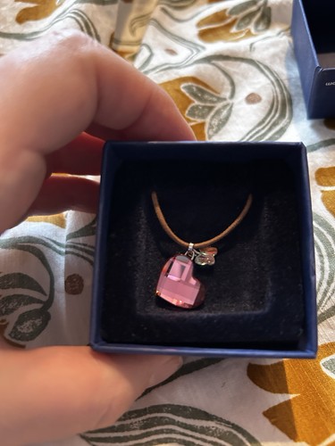 Swarovski Necklace Pink Heart Crystal with Butterfly Charm. Original Box - VGC - Picture 1 of 10
