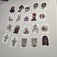 Lot of 20 Temporary Tattoos Gothic Zombie Skull Cross Tribal Designs USA Made