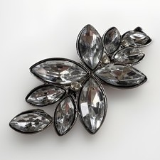 Rhinestone Hair Clip Silver tone Clear Rhinestones Floral Bridal Formal