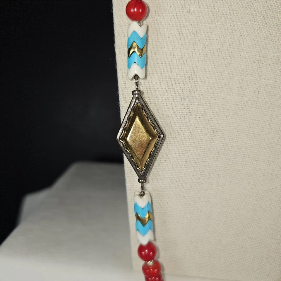 SILPADA BOHO 'Under the Sun' Necklace Coral & Howlite Beads Sterling Silver 30" - Image 4 of 4