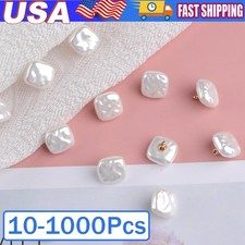 10-100Pcs Pearl Buttons with Shank for Sewing Gold Button Crafts for Clothes Lot