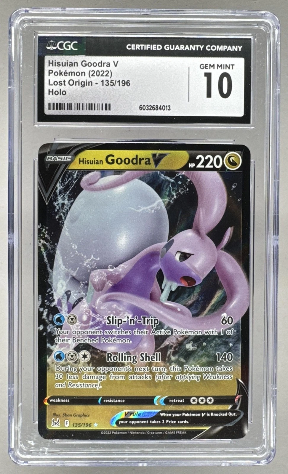 4013 Hisuian Goodra V 2022 Pokemon Sword & Shield Lost Origin #135 Holo CGC 10