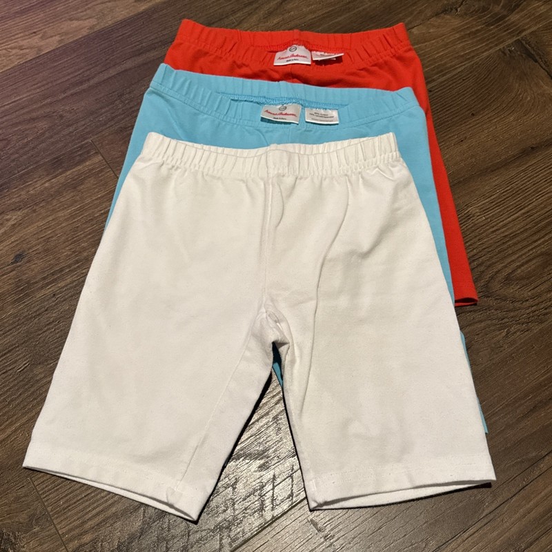 3 pair Hanna Anderson Girls Biker Shorts White Blue Red US 6/7 120 cm Set